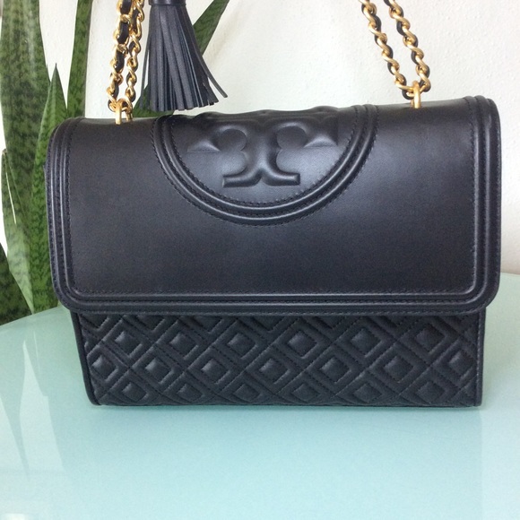 Authentic Tory Burch Black Large Fleming Convertible Shoulder Bag Crossbody - Picture 4 of 16
